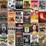 Retro Rock Band Poster Set - 60 Concert Prints