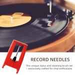Ruby Record Player Needles 3-Pack with Stylus Cleaner