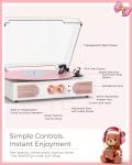 White and Rose Gold Vinyl Record Player with Speakers