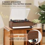 Bluetooth Vinyl Record Player with Speakers and Aux