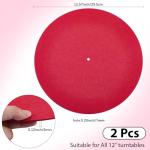 Red Felt Turntable Mats for Vinyl Records - 2 Pack