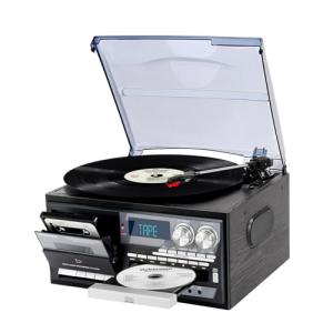 9-in-1 Vintage Turntable with Bluetooth and Speakers