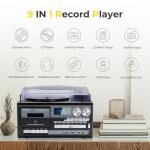 9-in-1 Vintage Turntable with Bluetooth and Speakers