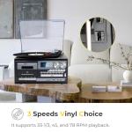9-in-1 Vintage Turntable with Bluetooth and Speakers