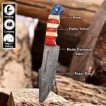 12-Inch Damascus Steel Bowie Knife with Sheath