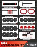 Prapark 4-in-1 Adjustable Weight Dumbbell Set