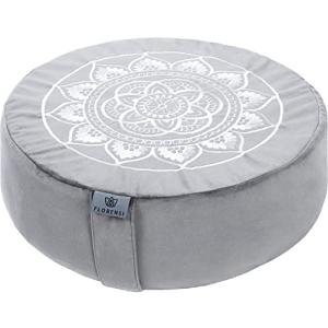 Large Grey Velvet Meditation Cushion with Buckwheat Fill