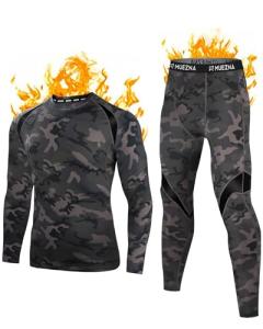 Men's Fleece-Lined Camouflage Thermal Base Layer Set