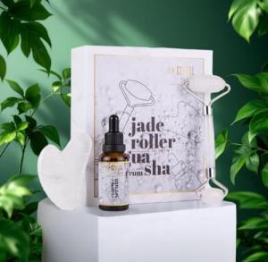 Crystal Jade Roller and Gua Sha Set with Serum