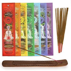 Seven Chakra Incense Sticks with Wooden Burner