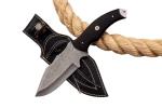 Damascus Steel Fixed Blade Knife with Leather Sheath