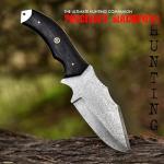 Damascus Steel Fixed Blade Knife with Leather Sheath