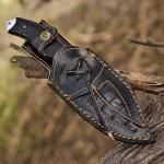 Damascus Steel Fixed Blade Knife with Leather Sheath