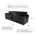 NEET Cable Management Box Large, Computer Cord Organizer, Hide and Conceal, Power Cable Organizer, Computers and Desks, Black Stitched Leather