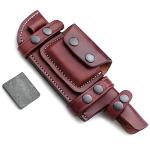 GCS Custom Handcrafted Fixed Blade Leather Right Hand Scout Carry Knife Sheath with Sharpening Stone Set GCS181
