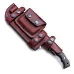 GCS Custom Handcrafted Fixed Blade Leather Right Hand Scout Carry Knife Sheath with Sharpening Stone Set GCS181