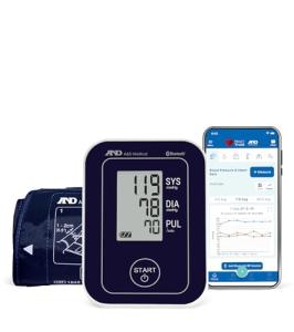 A&D Medical Bluetooth Blood Pressure Monitor for Home Use, UA-651BLE – Upper Arm Precise BP Machine – Wide Range Cuff (8.6” / 22-42cm), App is iOS & Android Compatible, AA Batteries