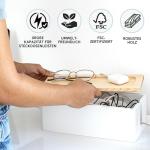 NATURE SUPPLIES Set of 2, Wood Cable Management Boxes, Large and Medium Cord Organizer to Hide Wires and Power Strips for TV, Desk, Computer, Router, Cable Storage and Home Office Organization, White