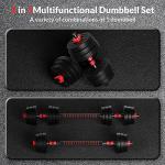Signature Fitness Fitvids 60LB 2-in1 Portable Changeable Dumbbell and Barbell Kettlebell Set With Adjustable Weights