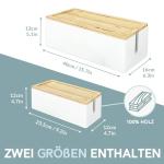 NATURE SUPPLIES Set of 2, Wood Cable Management Boxes, Large and Medium Cord Organizer to Hide Wires and Power Strips for TV, Desk, Computer, Router, Cable Storage and Home Office Organization, White