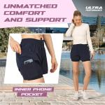 Ultra Performance Gym Shorts Women Pack of 2, Nylon Compression Workout Shorts Women with Liner, Small Black, Navy