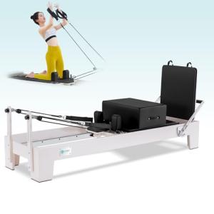 JOYRIDER 90" Pilates Reformer, Wooden Reformer Pilates Machine for Home Workout and Studio, Oak Wood, Pilates Equipment with Piano Wire Spings, Pilates Box, Jump Board(Black)