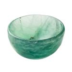 MOGEMT Natural Green Fluorite Crystal Bowl Hand-Carved Round Fluorite Crystals Gemstone Bowl Reiki Healing Home Decoration Gift 3.5-4"
