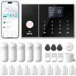PGST WiFi Home Alarm Security System,Wireless DIY Smart Home Burglar Security Alarm System 24 Pieces Kits, Compatible with Alexa Google Home Voice Control for Villa Home Apartment