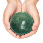 MOGEMT Natural Green Fluorite Crystal Bowl Hand-Carved Round Fluorite Crystals Gemstone Bowl Reiki Healing Home Decoration Gift 3.5-4"