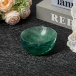 MOGEMT Natural Green Fluorite Crystal Bowl Hand-Carved Round Fluorite Crystals Gemstone Bowl Reiki Healing Home Decoration Gift 3.5-4"