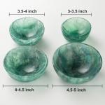 MOGEMT Natural Green Fluorite Crystal Bowl Hand-Carved Round Fluorite Crystals Gemstone Bowl Reiki Healing Home Decoration Gift 3.5-4"