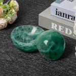 MOGEMT Natural Green Fluorite Crystal Bowl Hand-Carved Round Fluorite Crystals Gemstone Bowl Reiki Healing Home Decoration Gift 3.5-4"