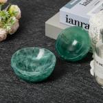 MOGEMT Natural Green Fluorite Crystal Bowl Hand-Carved Round Fluorite Crystals Gemstone Bowl Reiki Healing Home Decoration Gift 3.5-4"