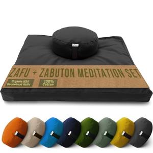 Organic Round Meditation Cushion Set - Black