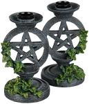 Hand-Painted Ivy Pentagram Gothic Candle Holders