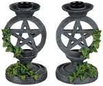 Hand-Painted Ivy Pentagram Gothic Candle Holders
