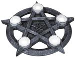 Tealight Holder with Pentagram Design - 32cm Grey
