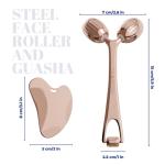 Yeamon Stainless Steel Gua Sha and Face Roller Set