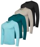 Men's Dry Fit Long Sleeve V-Neck T-Shirts - 4 Pack