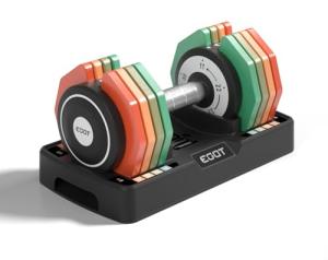 EOAT 55LB Adjustable Dumbbell Set with Rainbow Plates