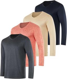 Men's Dry Fit Long Sleeve V-Neck Active T-Shirts