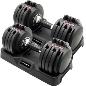 Adjustable 55 lb Dumbbells with Contoured Handle