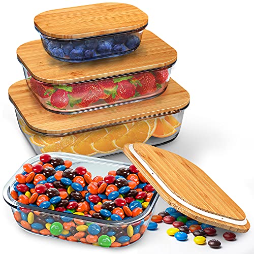 Eco-Friendly Bamboo-Lidded Glass Food Storage Set