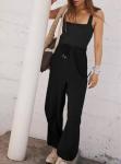 Outfeel Women's Black Sleeveless Summer Jumpsuit