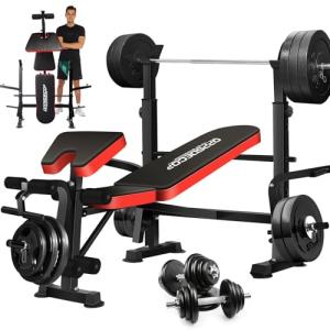 Adjustable 8-in-1 Weight Bench with Squat Rack