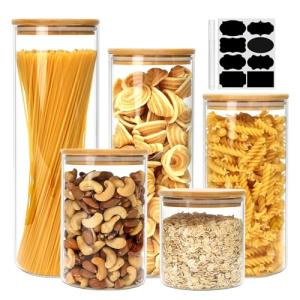 Airtight Glass Kitchen Canisters with Bamboo Lids