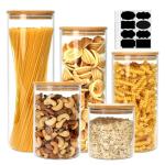 Airtight Glass Kitchen Canisters with Bamboo Lids