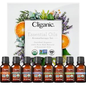 Organic Essential Oils Gift Set - 8 Premium Scents