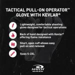 HATCH Tactical Gloves with KEVLAR, Black, Medium