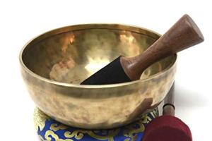 Large 8" Hand-hammered Tibetan Singing Bowl Set